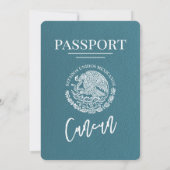 Blauwgroen Cancun Passport Wedding Kaart (Achterkant)