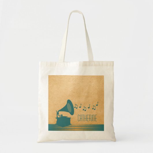 Blauwgroen  Canvas tas Gramophone (Voorkant)