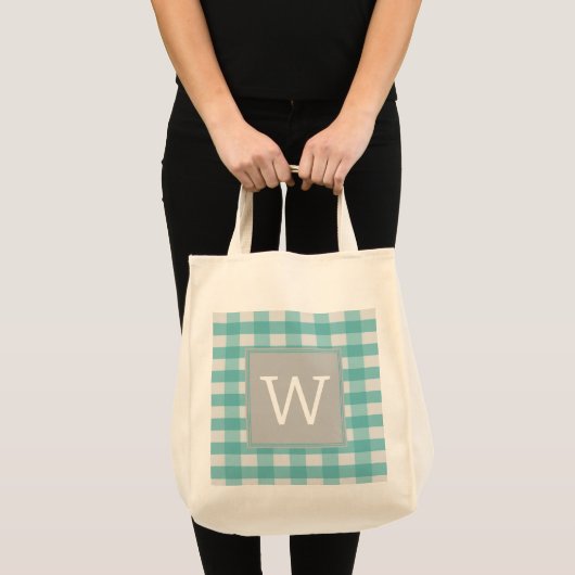 Blauwgroen Canvas tas van buffelspelmonogram (Voorkant (product))