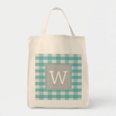 Blauwgroen Canvas tas van buffelspelmonogram (Voorkant)