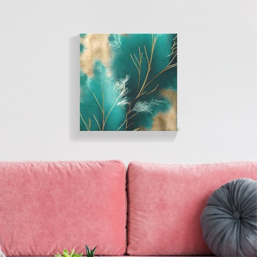 Blauwgroen canvasmuurkunst - Modern & Boho Gallery Canvas Afdruk (Insitu (Woonkamer))