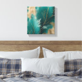 Blauwgroen canvasmuurkunst - Modern & Boho Gallery Canvas Afdruk (Insitu (Slaapkamer))