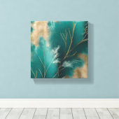 Blauwgroen canvasmuurkunst - Modern & Boho Gallery Canvas Afdruk (Insitu (Houten vloer))
