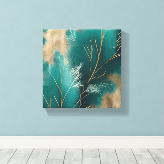 Blauwgroen canvasmuurkunst - Modern & Boho Gallery Canvas Afdruk (Insitu (Houten vloer))