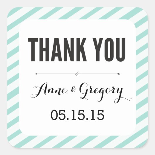 Blauwgroen carnaval strepen dank u voor Stickers (Voorkant)