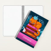 Blauwgroen Cat Goedgekeurde Boeken Custom Notitieb (Binnen)