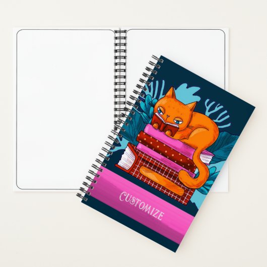 Blauwgroen Cat Goedgekeurde Boeken Custom Notitieb (Binnen)