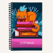 Blauwgroen Cat Goedgekeurde Boeken Custom Notitieb (Voorkant)