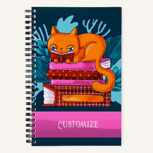 Blauwgroen Cat Goedgekeurde Boeken Custom Notitieb (Voorkant)