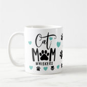Blauwgroen Cat Mom Pawprint Gepersonaliseerde Pet  Koffiemok (Links)