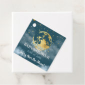 Blauwgroen Celestial Over the Moon en Sterren Baby Bedankjes Labels (In situ)