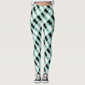 Blauwgroen Cello-patroon Leggings (Voorkant)