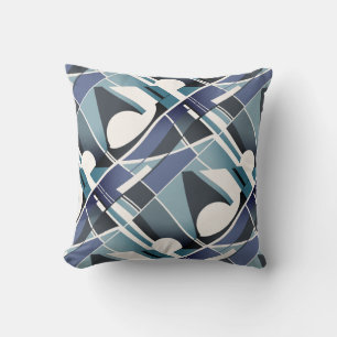 Blauwgroen Charcoal White Slanted Twirling Art Loo Kussen