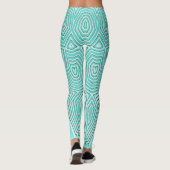 Blauwgroen chavron zigzag "Ratti_Creative_Arts" Le Leggings (Achterkant)