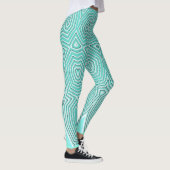 Blauwgroen chavron zigzag "Ratti_Creative_Arts" Le Leggings (Rechts)