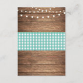 Blauwgroen Check Rustieke Accommodatie Hout Trouwk Informatiekaartje (Achterkant)