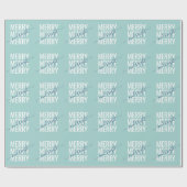 Blauwgroen checker voor vrolijk kerstlicht cadeaupapier (Vlak)