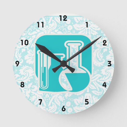 Blauwgroen chemie ronde klok (Voorkant)