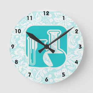 Blauwgroen chemie ronde klok