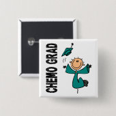 Blauwgroen CHEMO AFSTUDEERDER 1 (ovariumkanker) Vierkante Button 5,1 Cm (Voorkant /achterkant)