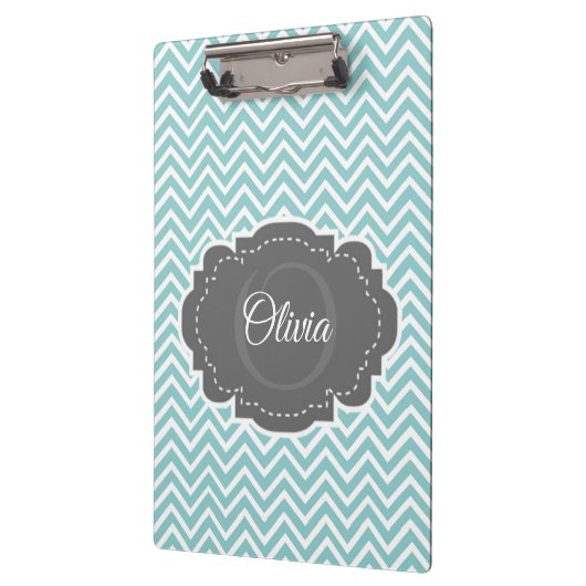 Blauwgroen Chevron Aangepast klembord (Links)