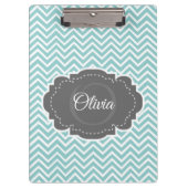 Blauwgroen Chevron Aangepast klembord (Voorkant)