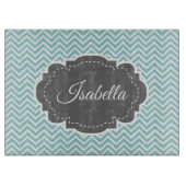 Blauwgroen Chevron Aangepast snijpunt Snijplank (Voorkant)