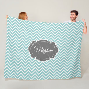 Blauwgroen Chevron - Aangepaste fleece Blanket Deken