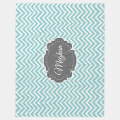 Blauwgroen Chevron - Aangepaste fleece Blanket Deken (Voorkant)