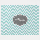 Blauwgroen Chevron - Aangepaste fleece Blanket Deken (Voorkant (Horizontaal))