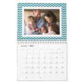 Blauwgroen Chevron Aangepaste foto Collage 24-Afbe Kalender (Jan 2027)