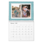 Blauwgroen Chevron Aangepaste foto Collage 24-Afbe Kalender (Feb 2027)
