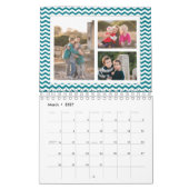 Blauwgroen Chevron Aangepaste foto Collage 24-Afbe Kalender (Mar 2027)