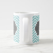 Blauwgroen Chevron Aangepaste Giant Coffee Mok (Achterkant)