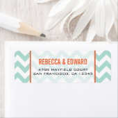 Blauwgroen Chevron-adreslabel Etiket (Insitu)