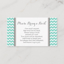 Blauwgroen Chevron Baby shower Boek Aanvraag Kaart