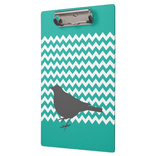 Blauwgroen Chevron Bird - Klembord (Links)