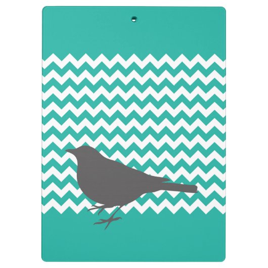 Blauwgroen Chevron Bird - Klembord (Achterkant)