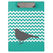 Blauwgroen Chevron Bird - Klembord (Voorkant)