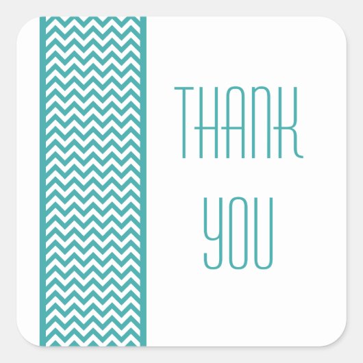Blauwgroen Chevron Border Dank u Stickers (Voorkant)