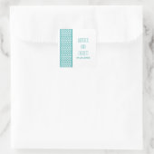 Blauwgroen Chevron Border Wedding Stickers (Tas)