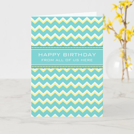 Blauwgroen Chevron Business van Group Birthday Kaa Kaart (Gele Bloem)