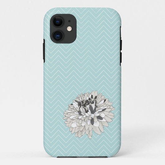 Blauwgroen Chevron chrysanthemum patroon iPhone 5 Case-Mate iPhone Case (Achterkant)