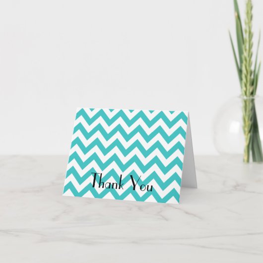 Blauwgroen Chevron Folded Hartelijk dank Bedankkaart (Voorkant)