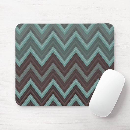 Blauwgroen Chevron Geïnspireerd design - Zigzag Muismat (Met muis)