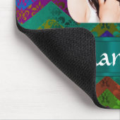 Blauwgroen Chevron gepersonaliseerde foto template Muismat (Hoek)