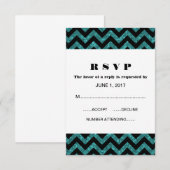 Blauwgroen Chevron Glitter Response Kaart (Voorkant / Achterkant)