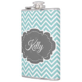 Blauwgroen Chevron maatkolf Heupfles (Links)