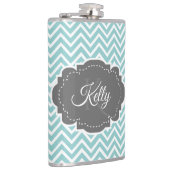 Blauwgroen Chevron maatkolf Heupfles (Rechts)