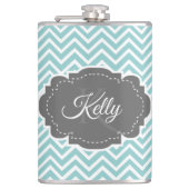 Blauwgroen Chevron maatkolf Heupfles (Voorkant)